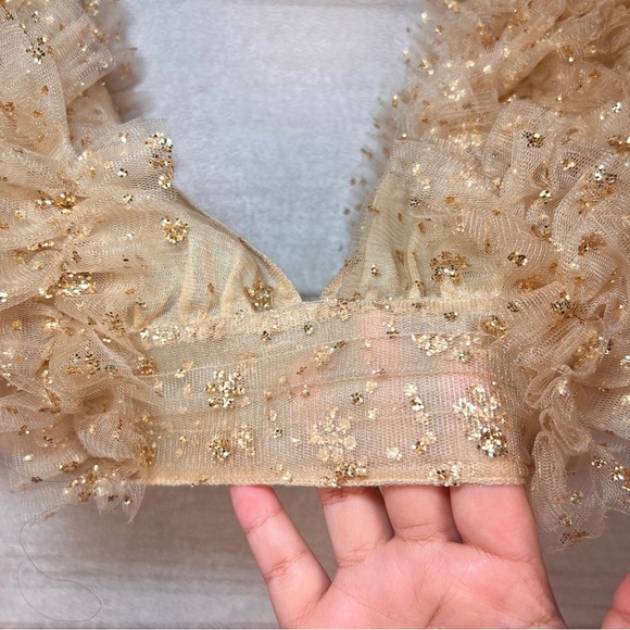 FP One Free People Sosha Sparkle Top Tulle Party Sequin Halter Sz S - Picture 6 of 9